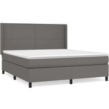 vidaXL Box spring postelja z vzmetnico siva 180x200 cm umetno usnje | Shoptok.si