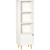 HOMCOM Lesena knjižna omara, knjižni regal s 3 policami in 1 leseno omarico, 40 × 30 × 129,5 cm, bela, (20754148) Cene