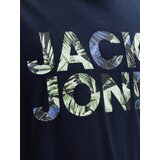 Jack & Jones Majica 'JJEJEFF' nočno modra / siva / pastelno zelena | Shoptok.si