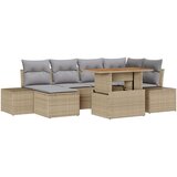  Set od 7 delova baštenskog trpezarijskog seta sa jastučićima bež poli ratan akacije | shoptok.hr