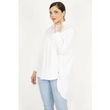 Şans Women's White Plus Size Front Buttoned Long Back Shirt Cene