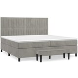 The Living Store Box spring postelja z vzmetnico svetlo siva 200x200 cm žamet - Box Spring Postelja, (21489046) | Shoptok.si