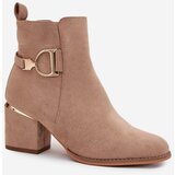 Boto Insulated Women's Ankle Boots on Heels with Gold Elements Beige Ambrine | shoptok.hr