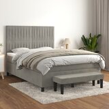 The Living Store Box spring postelja z vzmetnico svetlo siv 140x190 cm žamet - Box Spring Postelja, (21492376) Cene
