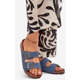 EVENTO Ladies Slippers On Cork Platform With Buckles Dark Jeans Vesina | shoptok.hr