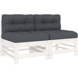 Maison Chic Sredinski kavč - Sofa - Kanape z blazinami 2 kosa bela trdna borovina, (21727016) Cene