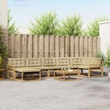 Set vanjskih sofa 8 kom. Bijela i bež Čvrsto drvo akacije | shoptok.hr