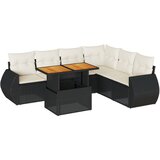 Maison Chic Seti vrtnega pohištva - Vrtna garnitura - Vrtni pohištvo set 7-delna z blazinami črn poli ratan, (21801504) | Shoptok.si