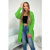 Kesi Sweater with cable knitted fabric light green Cene