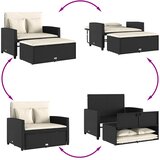  Vrtni dvosjed od poliratana s jastucima crni | shoptok.hr