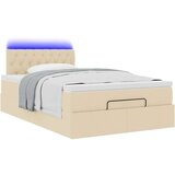 vidaXL Otomanski posteljni okvir z vzmetnico krem 120x190 cm blago, (21608620) | Shoptok.si