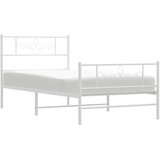  Metalni okvir kreveta uzglavlje i podnožje bijeli 100x200 cm | shoptok.hr