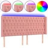  LED uzglavlje ružičasto 203x16x118/128 cm baršunasto | shoptok.hr