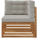 Vanjski kutni kauč Čvrsto drvo akacije Prirodna - Prirodna i svijetlo siva kutna sofa | shoptok.hr