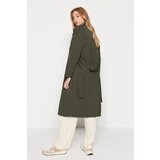 Trendyol Khaki Oversize Belted Epaulette Detailed Long Trench Coat | Shoptok.si