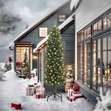  Umjetno božićno drvce Zelena 240 cm PVC i čelik i plastika - Zelena 240 cm sa 300 LED-a i 120 zlatnih/smeđih kuglica Cijene