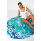 Trendyol Green Floral Pattern Round Beach Towel | shoptok.hr