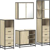 Furnova Kopalniška garnitura 4-delna sonoma hrast inženirski les, (21946100) | Shoptok.si