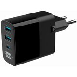 Gembird TA-UC-PDQC30LCD-BK-02 gan usb brzi punjač, 30W 3-port (2xUSB-A+ usb-c), lcd, black Cene