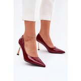 Boto Lacquered High Heels With Gold Buckle Bordeaux Mivira | Shoptok.si