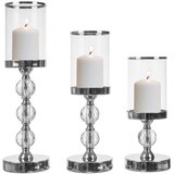 Ruhhy Komplet 3 kosov svečnikov v obliki lantern na steblu srebrni, (5000289741) | Shoptok.si