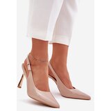 Boto Patented High Heels With Open Back And Pointed Toes Beige Rivori | Shoptok.si