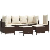  5-dijelni set vrtnih sofa s jastucima poliratan smeđi | shoptok.hr