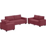  3-dijelni set sofa s jastucima, tkanina boje vina | shoptok.hr