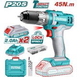 Total akumulatorski udarni vrtalnik 20V/1500rpm/22500bpm/45Nm/P20S/ industrial (set baterija 2x2Ah, polnilec, kovček) (TIDLI201452E) | Shoptok.si