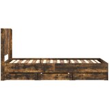  Krevetna konstrukcija s pohranom i uzglavljem Dimljeni hrast Smeđa 90 x 200 cm | Shoptok.si