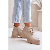 Zazoo 2952 Leather Ankle Boots With Golden Decoration Beige | shoptok.hr