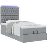 vidaXL Otomanski posteljni okvir z vzmetnico siv 100x200 cm blago | Shoptok.si