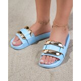 Resti Blue women's slippers with golden Serina ornament - Footwear | shoptok.hr
