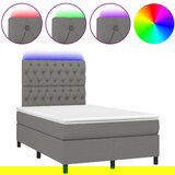 Maison Chic Box spring postelja - Vzmetna postelja z vzmetnico LED temno siva 120x190 cm blago SL16324, (21902336) | Shoptok.si