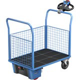 eurokraft pro ploski voziček z električnim pogonom, 3 visoke mrežaste stene, dxšxv 1420 x 700 x 1300 mm | Shoptok.si