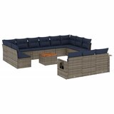  Vrtni set s jastucima, 14 dijelova, sivi poliratan | shoptok.hr