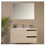 Hanah home Set kupaonskih ormarića s umivaonikom i ogledalom, 2 komada, krem Slike