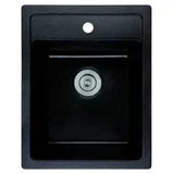 Sudopera usadna pravougaona 50x40x20 sifon centar 11cm granit crna+s1