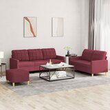 vidaXL 3-dijelni set sofa s jastucima crvena boja vina od tkanine Cijene