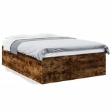 vidaXL Posteljni okvir dimljeni hrast 140x200 cm inženirski les | Shoptok.si