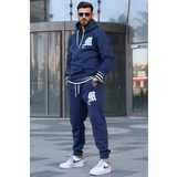 Madmext Navy Blue Printed Hoodie and Tracksuit Set 5909