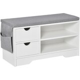 HOMCOM Prostorsko varčna omara za čevlje, lesena klop za čevlje, vhodna omara za čevlje, bela, 80,5x30,5x43,5 cm, (20754051) Cene