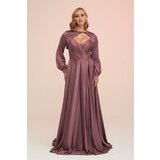 Carmen Lavender Foil Bolero Slit Long Evening Dress cene
