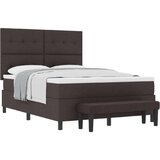  Krevet s box spring sustavom s madracem i klupom tamnosmeđa 160x200 cm tkanina | shoptok.hr