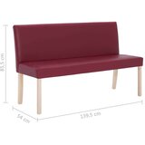  Klupa od umjetne kože 139,5 cm crvena boja vina | shoptok.hr