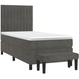 Box spring krevet s madracem tamnosivi 90x190 cm baršunasti | shoptok.hr