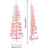  Tanka umjetna polovica božićnog drvca sa stalkom roza 180 cm | shoptok.hr