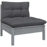 Maison Chic Vrtni sredinski kavč - Zunanji kavč z antracitnimi blazinami siva borovina, (22040966) | Shoptok.si
