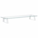  Stalak za monitor bijeli 60 x 20 x 8 cm kaljeno staklo i metal | shoptok.hr