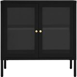 Komoda crna 70 x 35 x 70 cm od čelika i stakla | Eponuda.ba